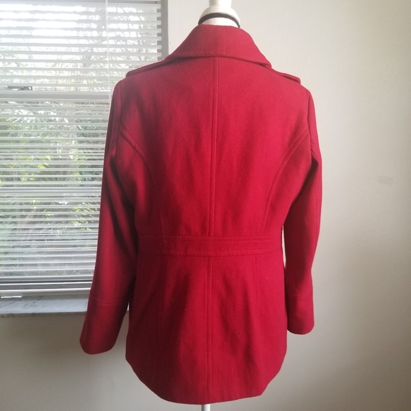 Michael Kors Double Breasted Wool Blend Red Peacoat Size XL - Picture 5 of 9